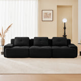 Sectional Sofa Modular Corduroy Black 3 Seat Tufted No Assembly