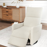 Velvet Recliner Swivel Power Beige