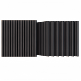 8 Pcs Matte Black Acoustic Panels 3D Groove Sound Absorbing