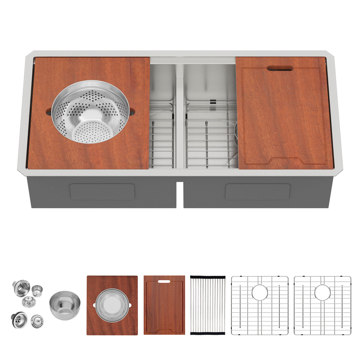 39-inch Built-in Kitchen Sink with Mixing Bowl Worktop