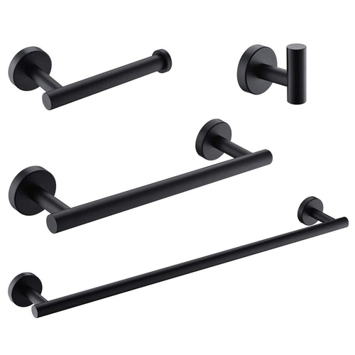 Matte Black Stainless Steel 4-Piece Bathroom Accessories Set