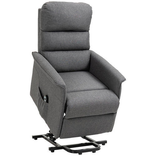 Electric Power Lift Recliner Chair, Gray Fabric with Remote