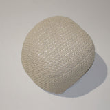 Cable Knit Cotton Pouf 21x21x18 Beige Handmade Footrest