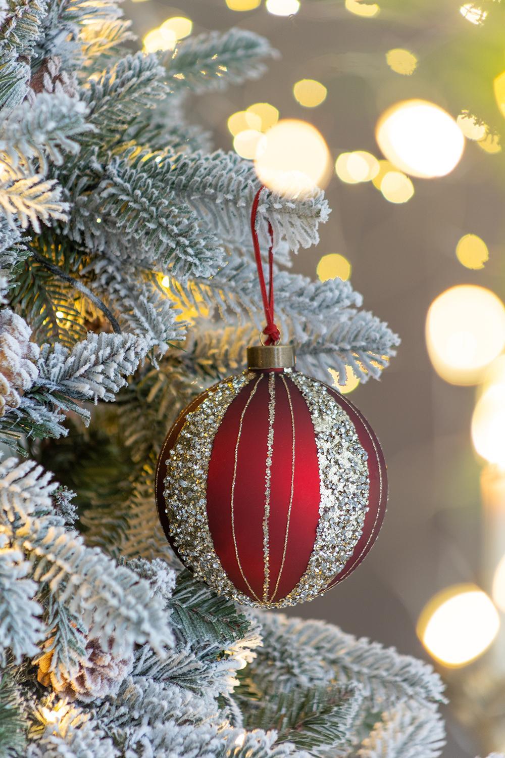 4.7" Glass Christmas Ball Ornaments Holiday Decor Set