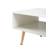 Solid Wood Coffee Table with Storage White