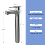 Brushed Nickel Vessel Sink Faucet Single Handle Tall Bathroom Sink Faucet