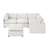 Modular Engineered Wood Sectional Sofa with Ottoman Beige 104"