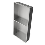 Brushed Nickel Stainless Steel Shower Niche Double Shelf 13' x 25' for Bathroom