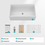 33" White Farmhouse Kitchen Sink Workstation