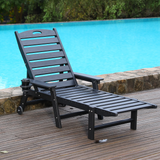 Black HDPE Chaise Lounge Chair 360 LBS Adjustable Backrest