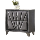 Gray Fabric Upholstered Nightstand, Chrome Legs, Bedroom Bedside Table
