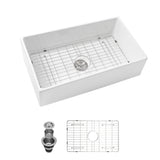 33" White Ceramic Farmhouse Apron Front Undermount Sink Single Bowl