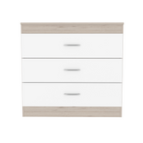 Melia Three Drawer Dresser Light Gray White Metal Hardware