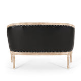Loveseat Chesterfield Tufted PU Leather Black 49.5in