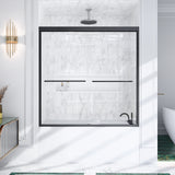 56"-60"W*60" H Semi-Frameless Double Sliding Shower Door, Bypass Shower Door