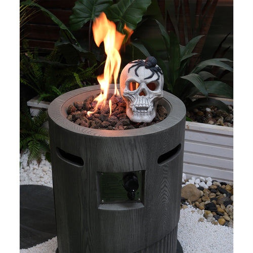 32000 BTU Round Outdoor Gas Fire Pit 20" with Lava Stone
