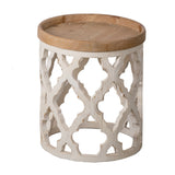 23" Large Distressed White Side Table