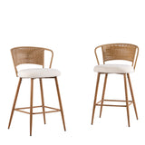 Set of 2 Metal Bar Stool Cream