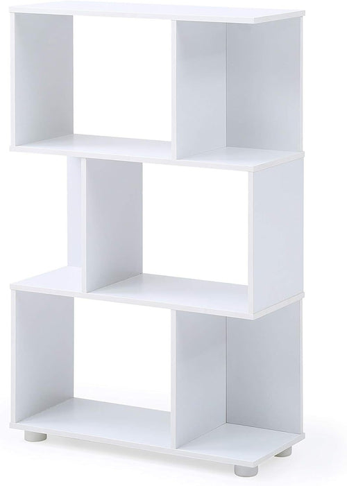 Modern 3-Shelf White Bookcase