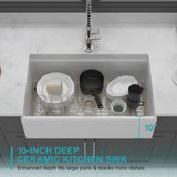 33 x 20 x 10 inch White Farmhouse Sink Workstation