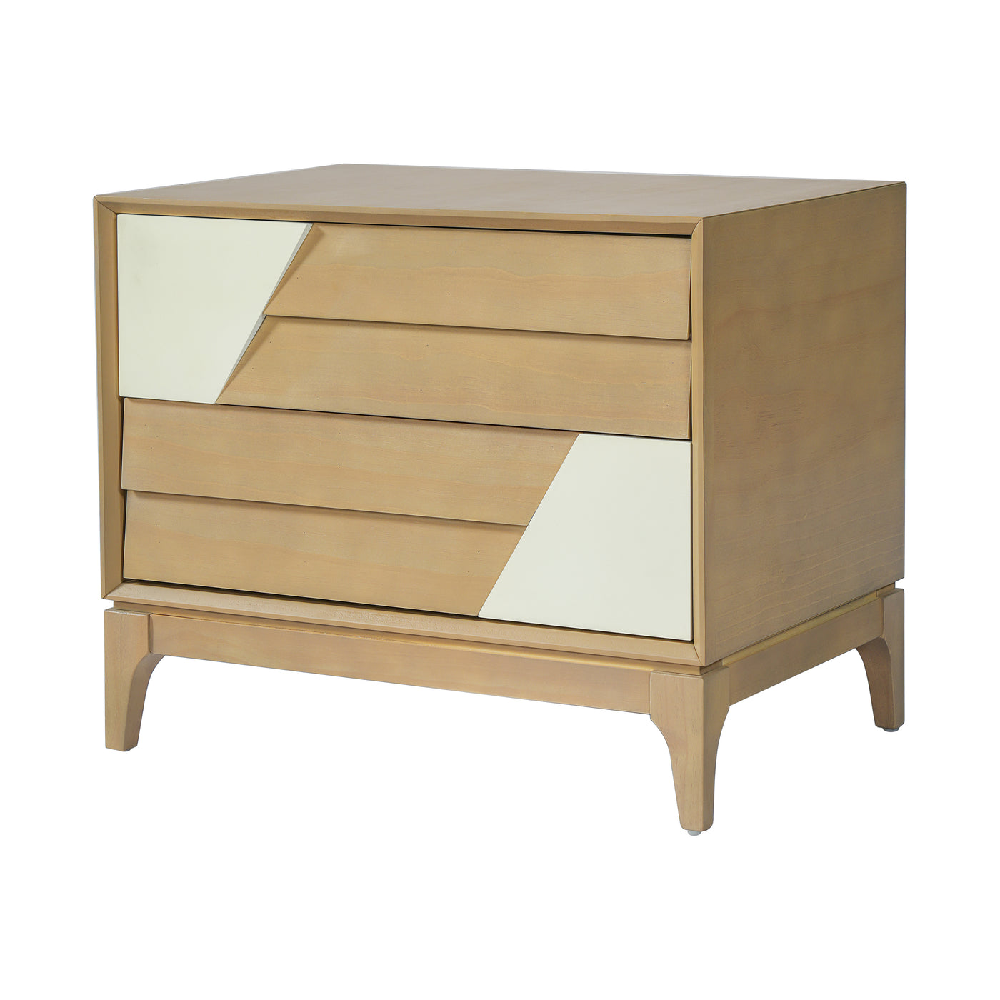 Modern Japandi 2-Drawer Nightstand with Geometric Design