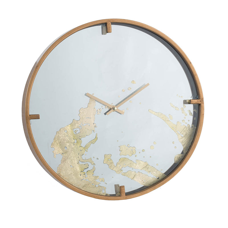 Minimalist Gold Mirrored Wall Clock 15.7" x 2.4
