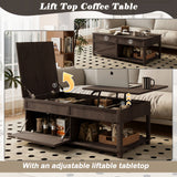 U-Can Lift-Top Coffee Table Hidden Compartment Brown