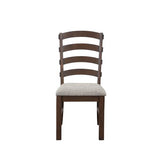 Side Chair Set of 2 - Gray Fabric, Rustic Brown & Oak Finish