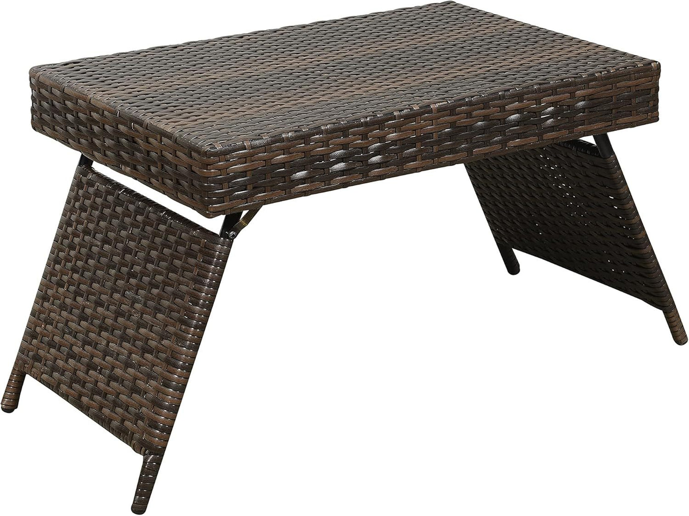 Portable Folding Wicker Table Brown
