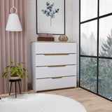Zoe White Light Oak Four Drawer Dresser Top