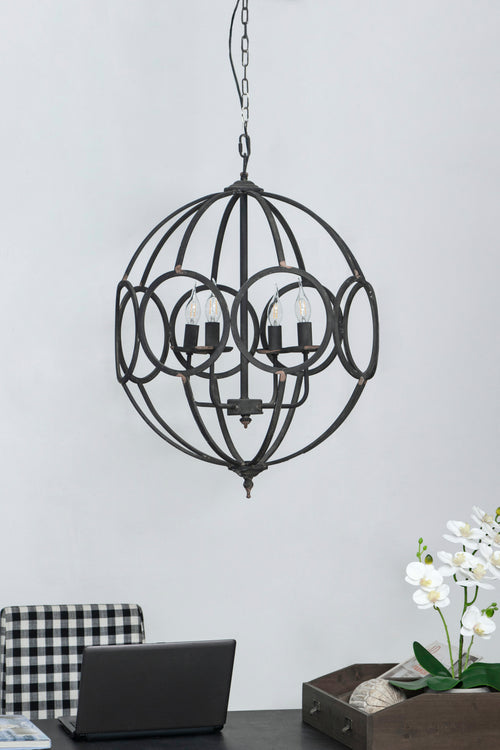 4-Light Metal Chandelier Hanging Fixture Adjustable Chain