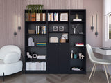 3 Piece Black Bookcase Set with 13 Shelves and Cabinet