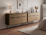 Dresser Modern Set of 2 4-Drawer Light Ash Particle Board Metal Legs 47.2 In