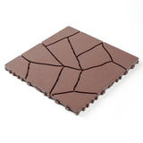 12' Patio Deck Interlocking Tiles Stone Style Red Brown 44pc