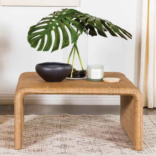 Square Woven Rattan Coffee Table, Natural