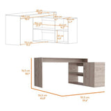L-Shaped Writing Desk - Two Shelves - Single Door Cabinet