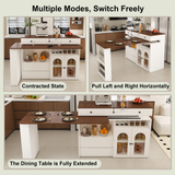 Kitchen Island with Extendable & Rotating Table, MDF with Walnut Veneer Retro De