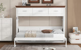 White Twin Size Murphy Bed with 3 Drawers, LVL + MDF Frame, 85.6''L x 15.1''W x 60.5''H