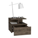 Floating Nightstand - Wall Mounted - Drawer and Open Storage Shelves