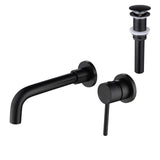 Wall Mounted Single Handle Bathroom Sink Faucet Pop-Up Drain