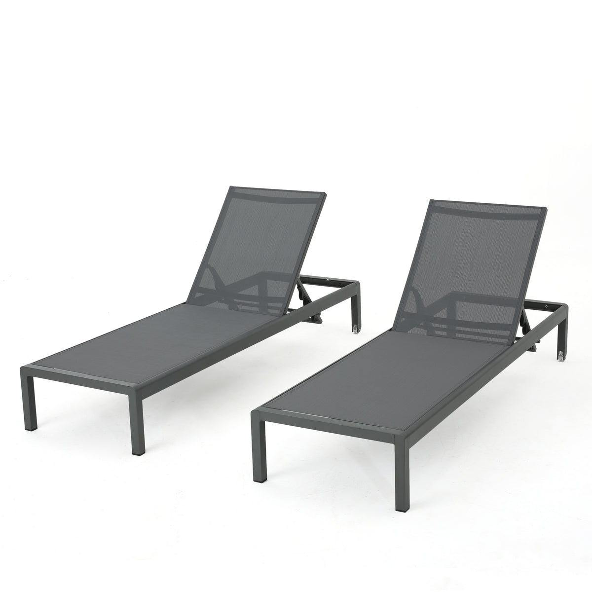 Outdoor Chaise Lounge Chair Aluminum Gray 77"