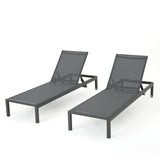 Outdoor Chaise Lounge Chair Aluminum Gray 77"
