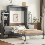 Full Engineered Wood Murphy Bed Gray