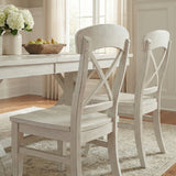 Cross-Back Dining Chairs - Hardwood - Smoky White - Set of 2