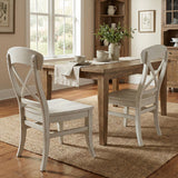 Cross-Back Dining Chairs - Hardwood - Smoky White - Set of 2