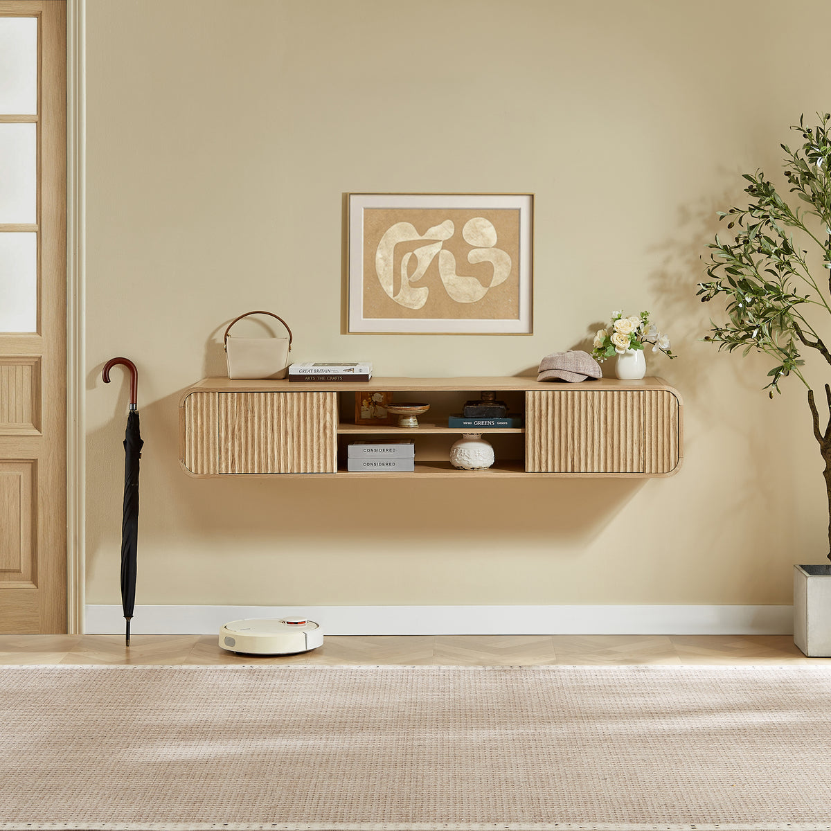 Engineered Wood TV Stand Natural 65"