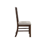 Side Chair Set of 2 - Gray Fabric, Rustic Brown & Oak Finish