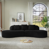 Sectional Sofa Curved Corduroy Black 4 Seat 123 In No Assembly