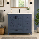 36 Inch Blue Grey Bathroom Vanity, Freestanding Bathroom Cabinet