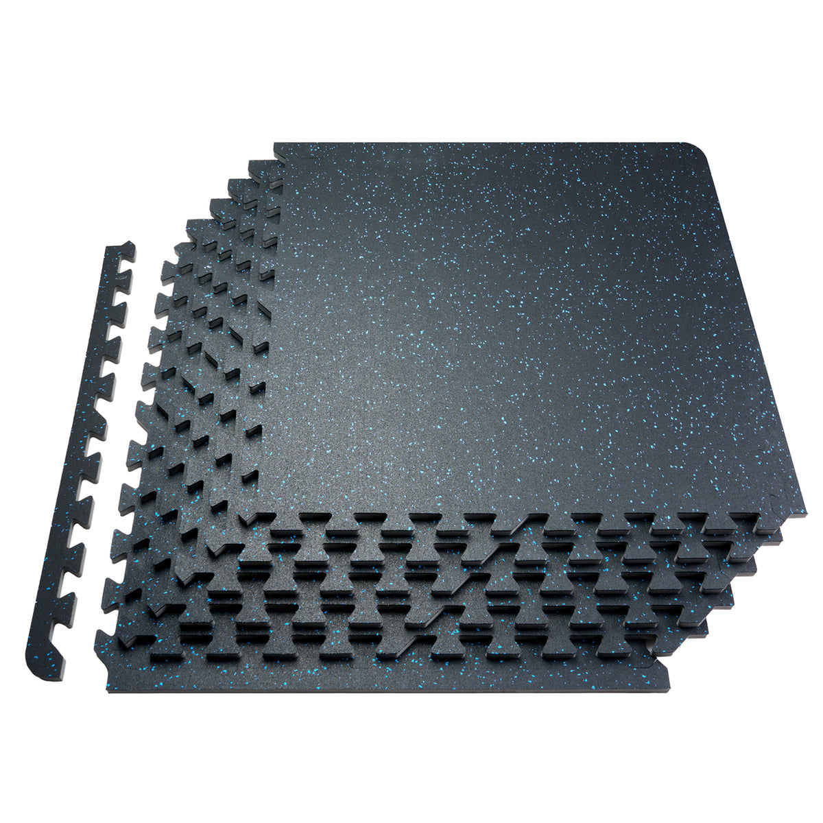 0.56 Inch Thick Gym Floor Mats, 25 Tiles Rubber Top with EVA Foam